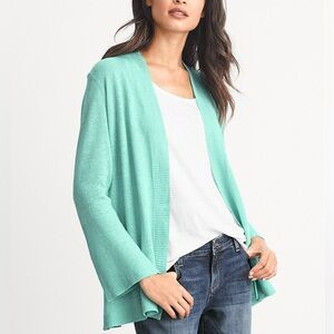 NWT Eileen Fisher Organic Linen Knit Bell Sleeve Teal Cardigan Size Small Petite